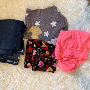 Pink and Multicolor Gil’s 4 pc, jeans, pink blouse, all together